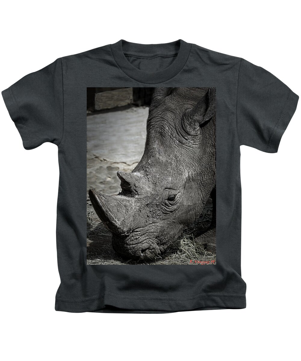 Rhinoceros Kids T-Shirt featuring the photograph White Rhino by Rene Vasquez