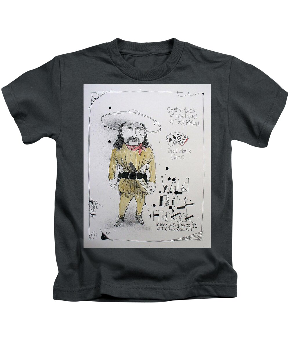  Kids T-Shirt featuring the drawing Wild Bill Hickok by Phil Mckenney