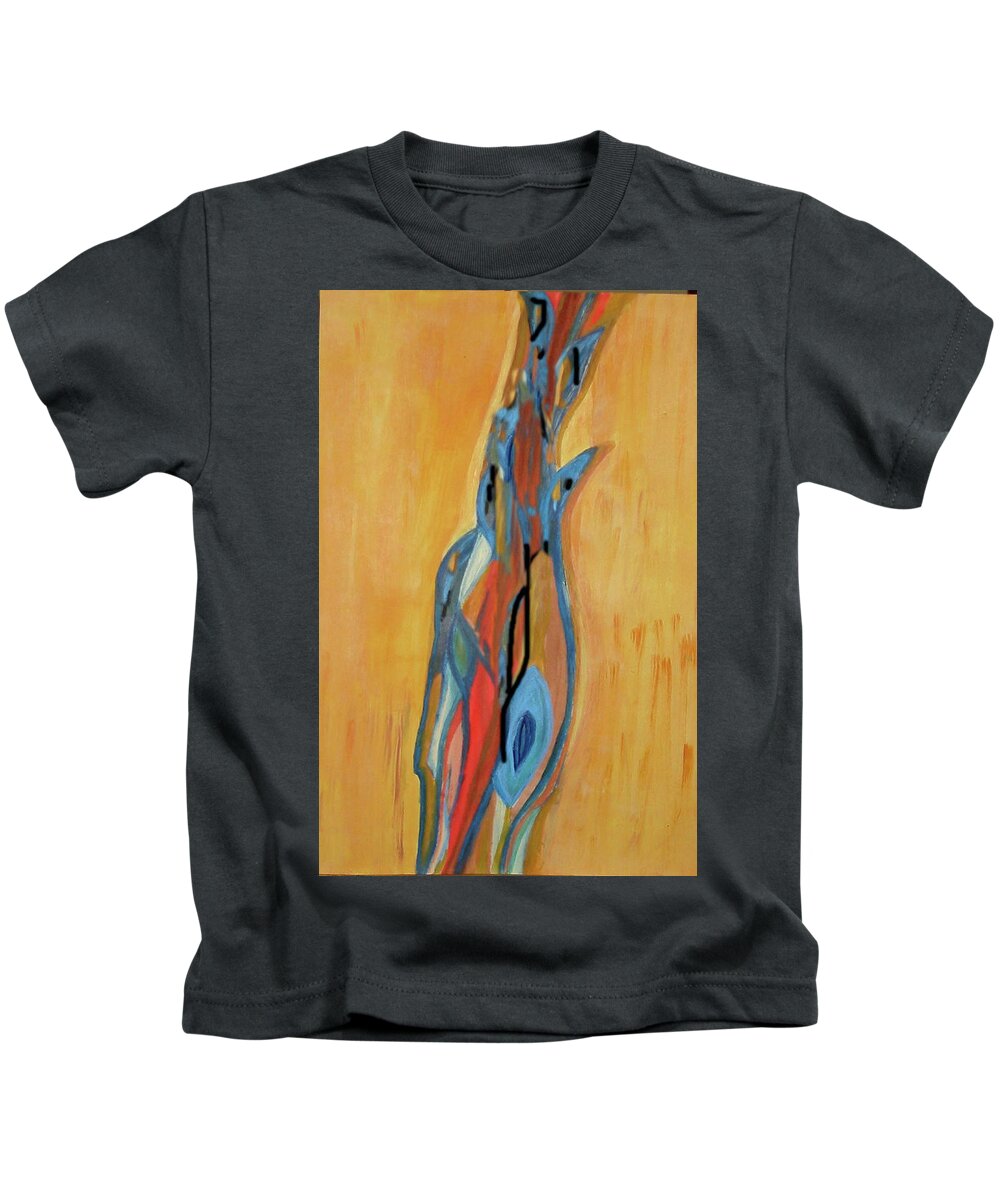  Kids T-Shirt featuring the painting Wild Ducks Three by Neema Lakin-Dainow