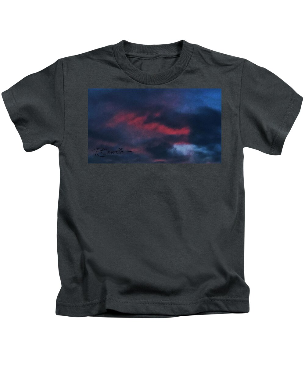 Storm Clouds Sunsets Kids T-Shirt featuring the photograph Wild Fire Clouds by Ruben Carrillo