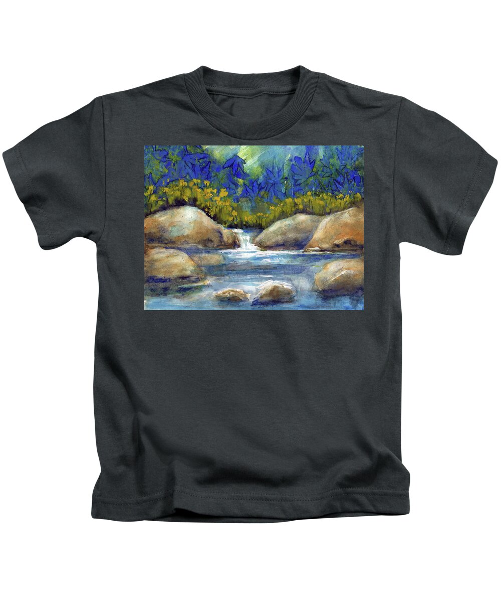 Creek Kids T-Shirt featuring the painting Wild Flowers Ferndale Creek by Randy Sprout