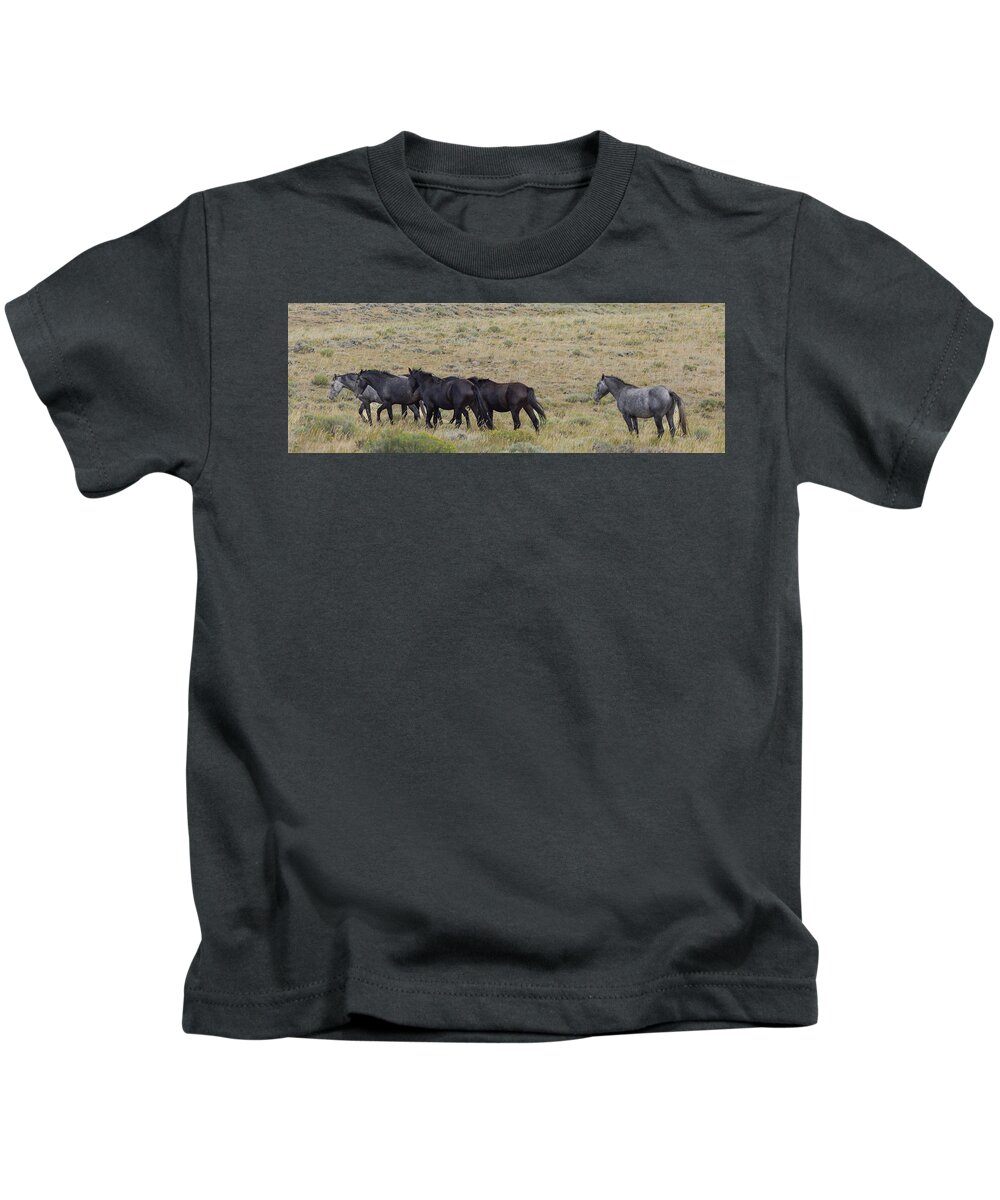 Horse Kids T-Shirt featuring the photograph Wild Horses by Laura Terriere