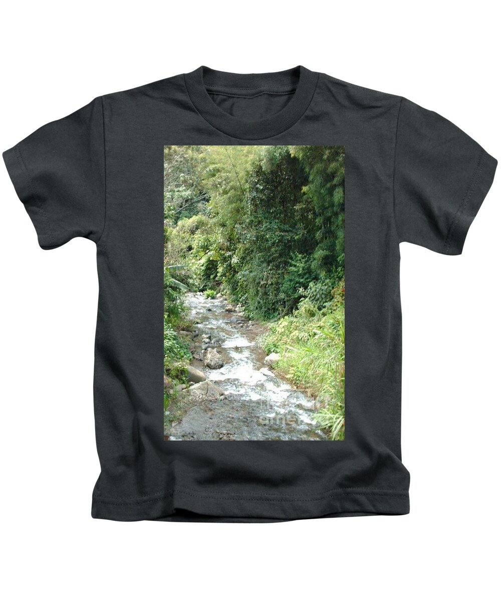Trees Kids T-Shirt featuring the photograph Wild stream by Nancy Graham