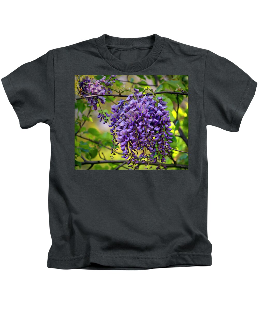 Spring Kids T-Shirt featuring the photograph Wild Wisteria by Suzanne Stout