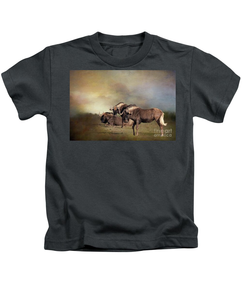 Blue Wildebeest Kids T-Shirt featuring the photograph Wildlife South Africa by Eva Lechner