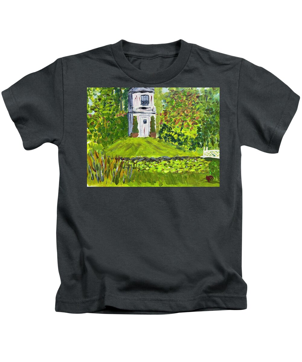  Kids T-Shirt featuring the painting William Paca Garden #2 by John Macarthur