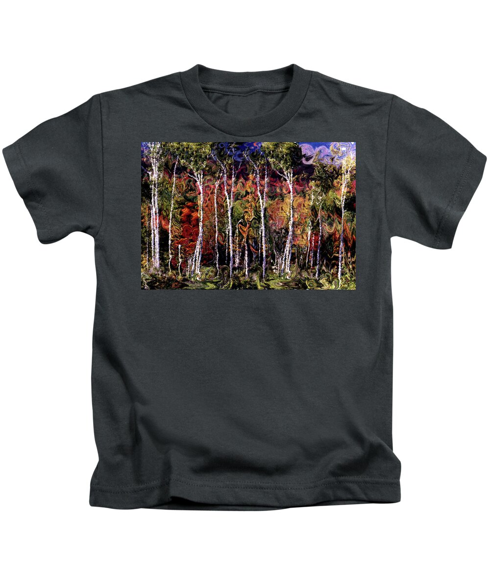 Birch Kids T-Shirt featuring the photograph Wind in the Birches by Wayne King