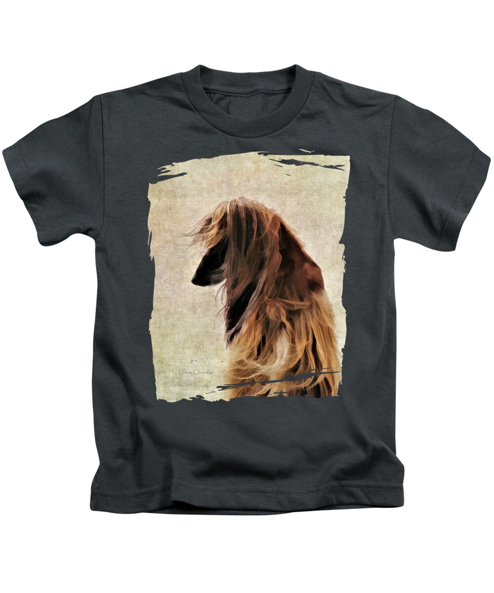 Dog Kids T-Shirt featuring the painting Windblown by Diane Chandler