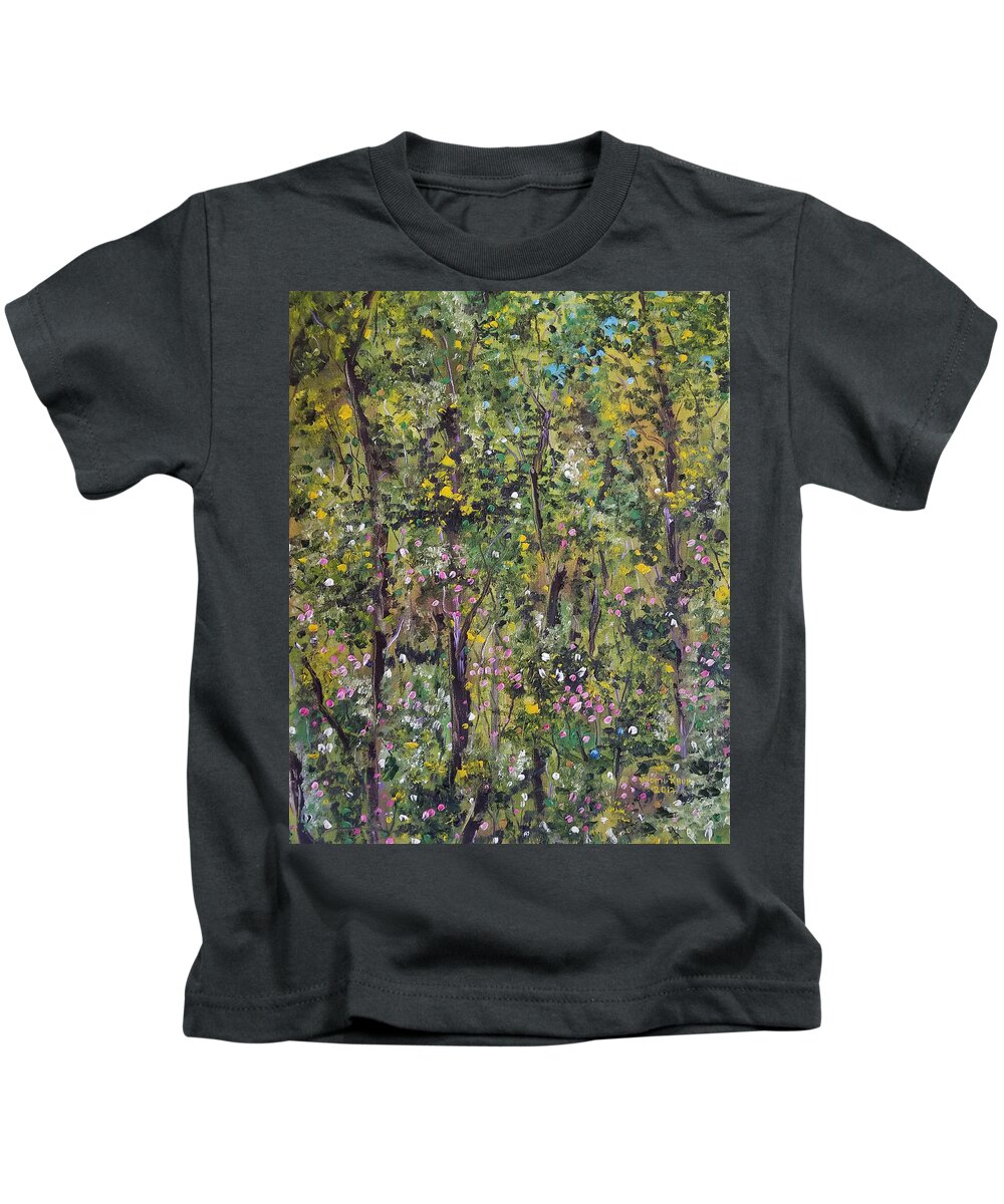 Woods Kids T-Shirt featuring the painting Windsor Way Woods by Judith Rhue