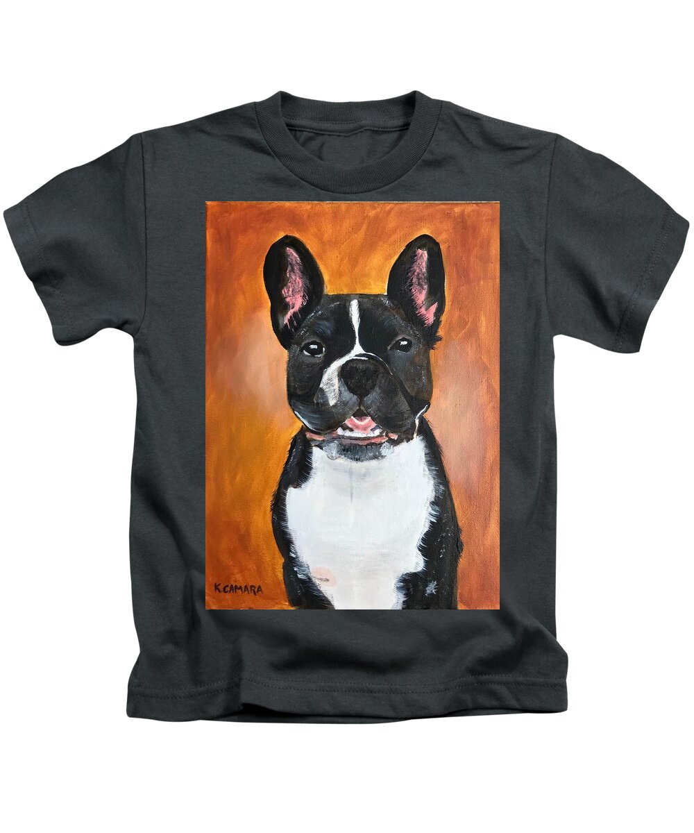 Pets Kids T-Shirt featuring the painting Winston by Kathie Camara