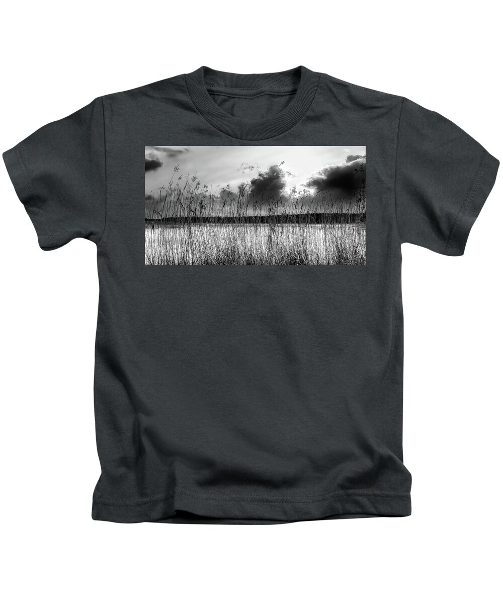 Black And White Photography Kids T-Shirt featuring the photograph Winter Morning In The Silver Frame Latvia by Aleksandrs Drozdovs