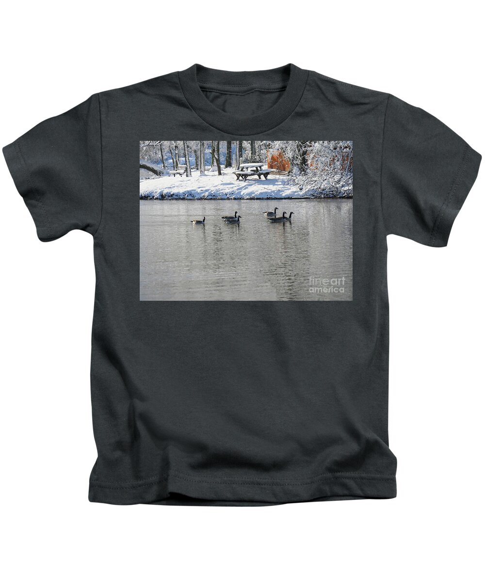 Background Kids T-Shirt featuring the photograph Winter Picnic by On da Raks