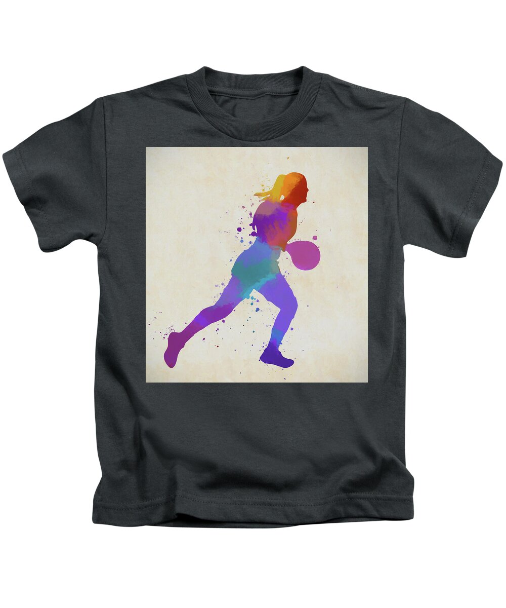 Woman Playing Basketball Kids T-Shirt featuring the painting Woman Playing Basketball by Dan Sproul