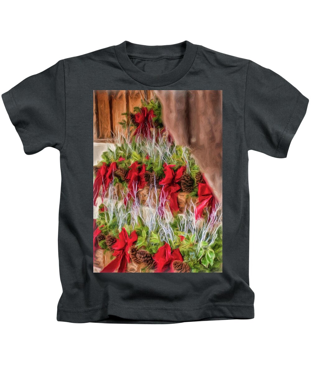 Christmas Kids T-Shirt featuring the photograph Wreaths in a barn by Cordia Murphy