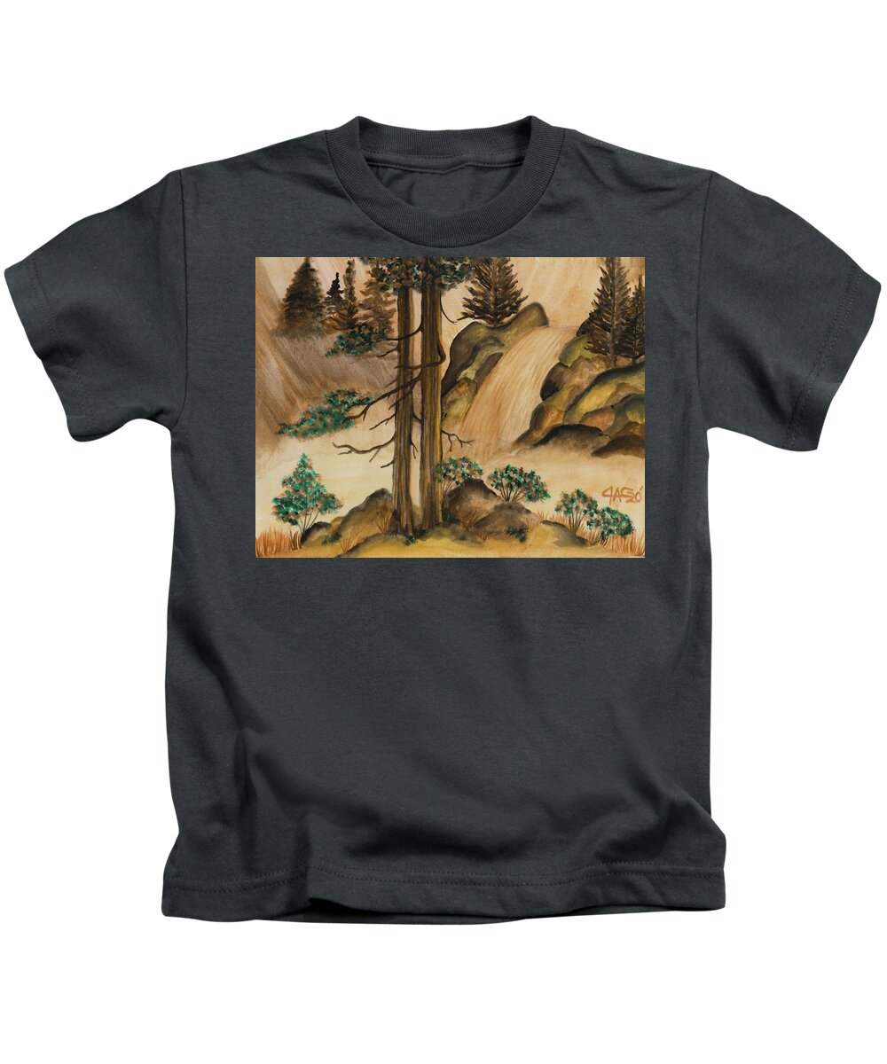 Art Of The Gypsy Kids T-Shirt featuring the painting Huangse Qiutian Yellow Fall by The GYPSY and Mad Hatter