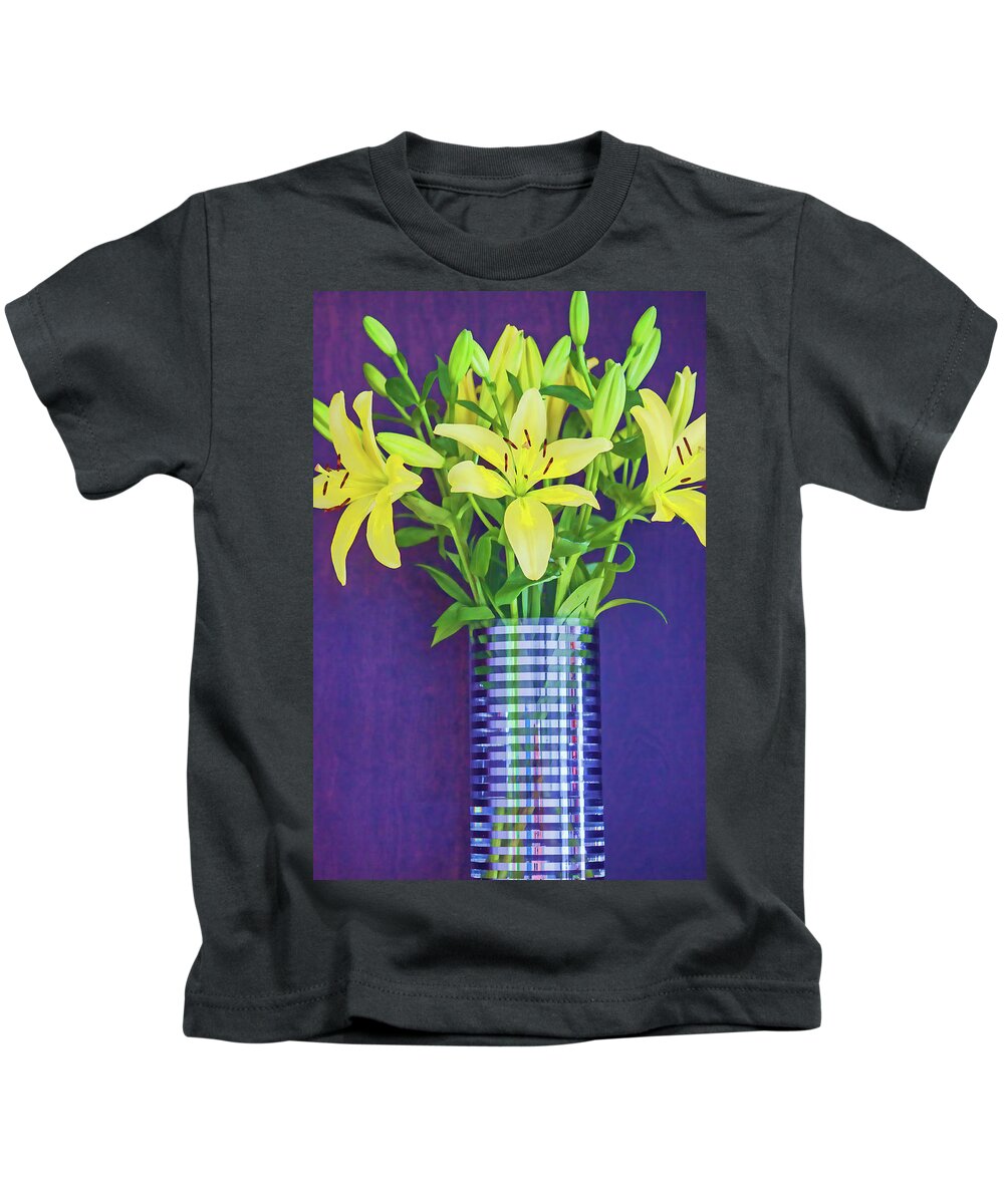 Lilies Kids T-Shirt featuring the photograph Yellow Lilies by Roberta Byram