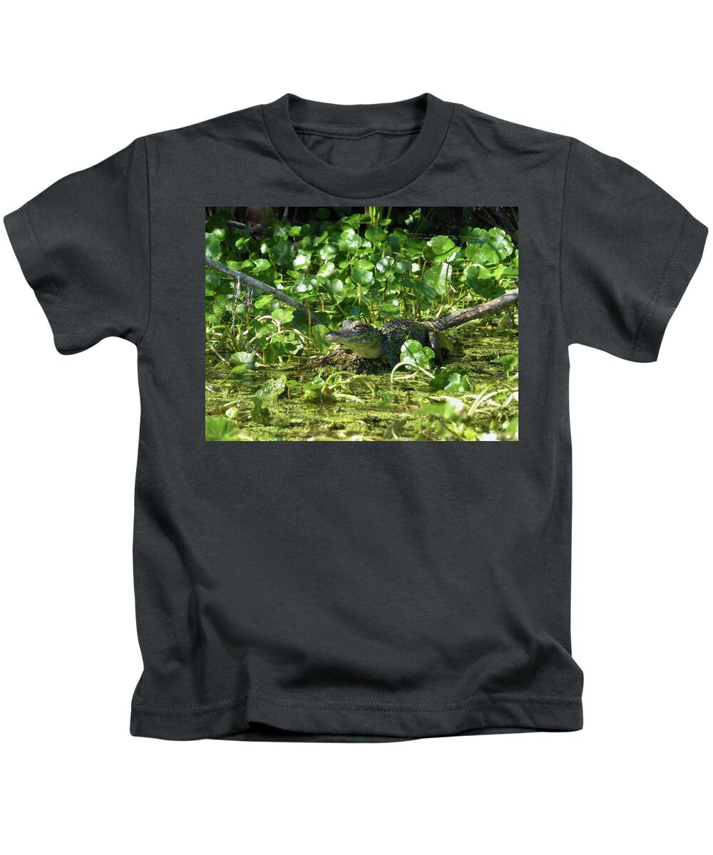 Alligator Kids T-Shirt featuring the photograph Young Alligator by Karen Rispin