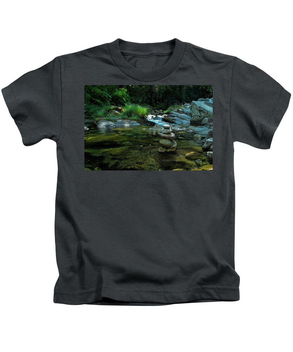 Zen Kids T-Shirt featuring the photograph Zen rocks in Gralheira river by Angelo DeVal