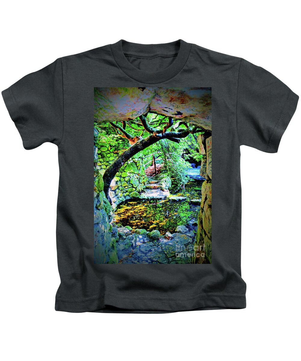 Zilker Botanical Garden Kids T-Shirt featuring the digital art Zilker Botanical Garden by Savannah Gibbs