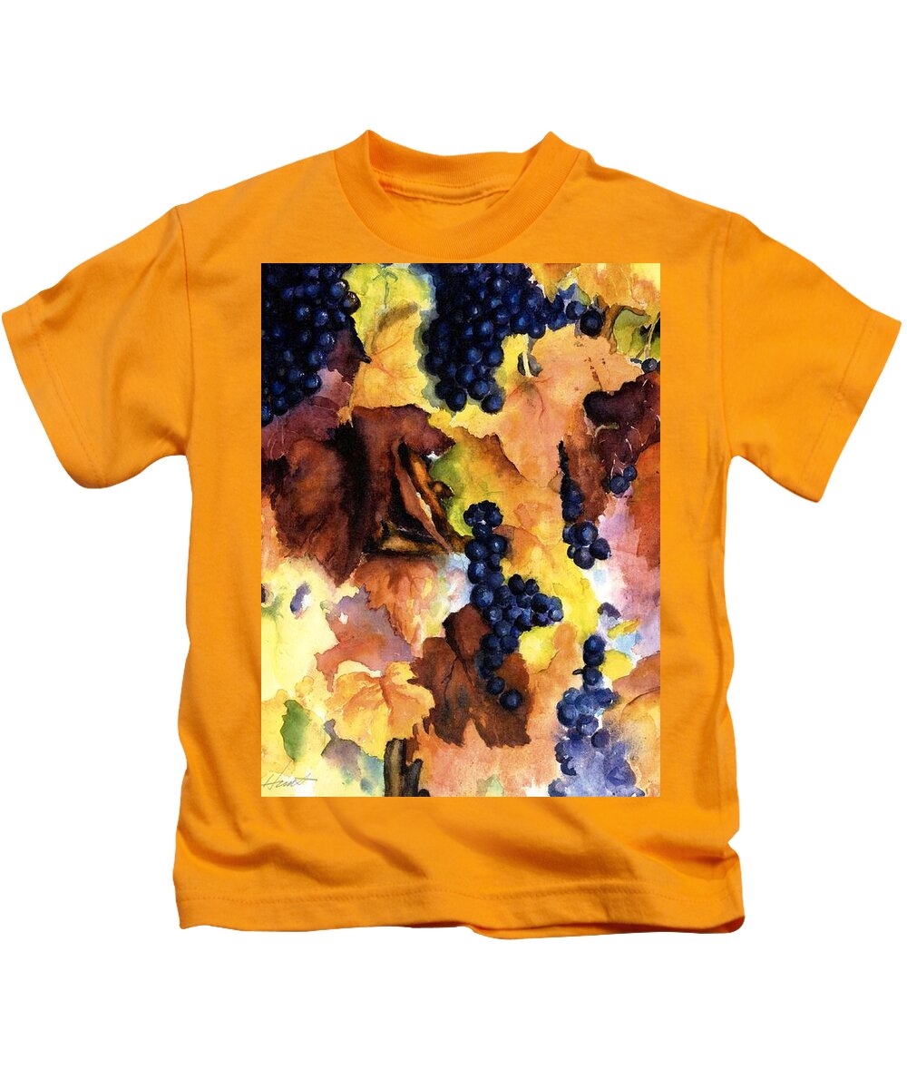 Grapes On The Vine Kids T-Shirt featuring the painting Late Harvest 3 by Maria Hunt