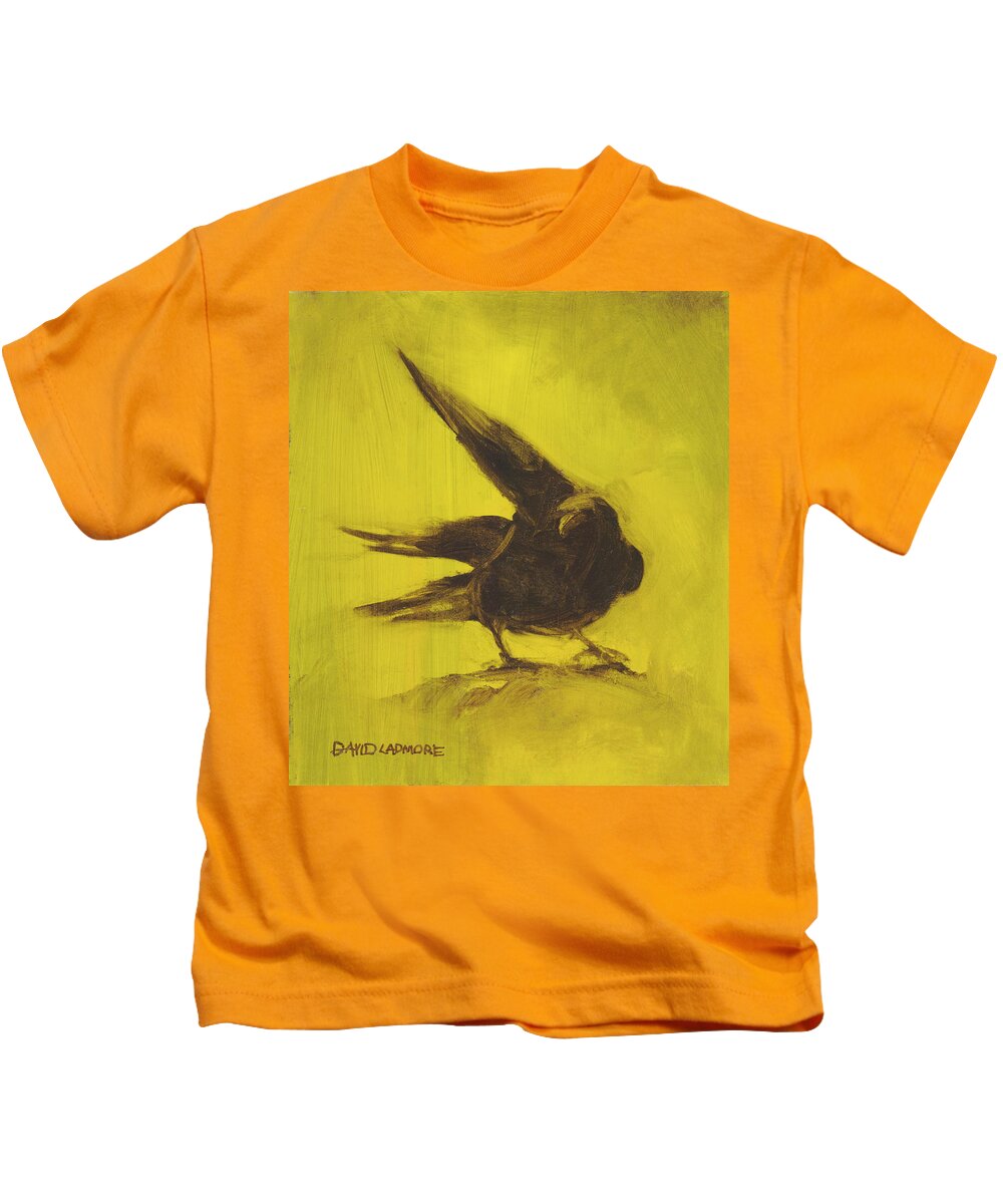 Crow Kids T-Shirt featuring the painting Crow 2 by David Ladmore