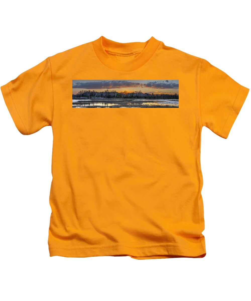 Cloud Kids T-Shirt featuring the photograph Everglades Panorama by Debra and Dave Vanderlaan