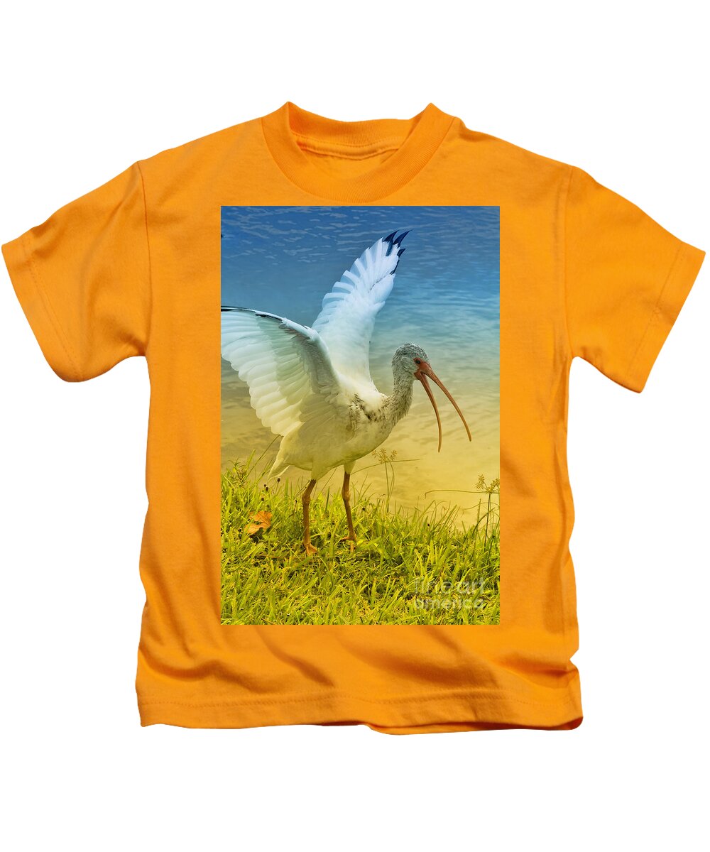 Ibis Kids T-Shirt featuring the photograph Ibis Talking by Deborah Benoit