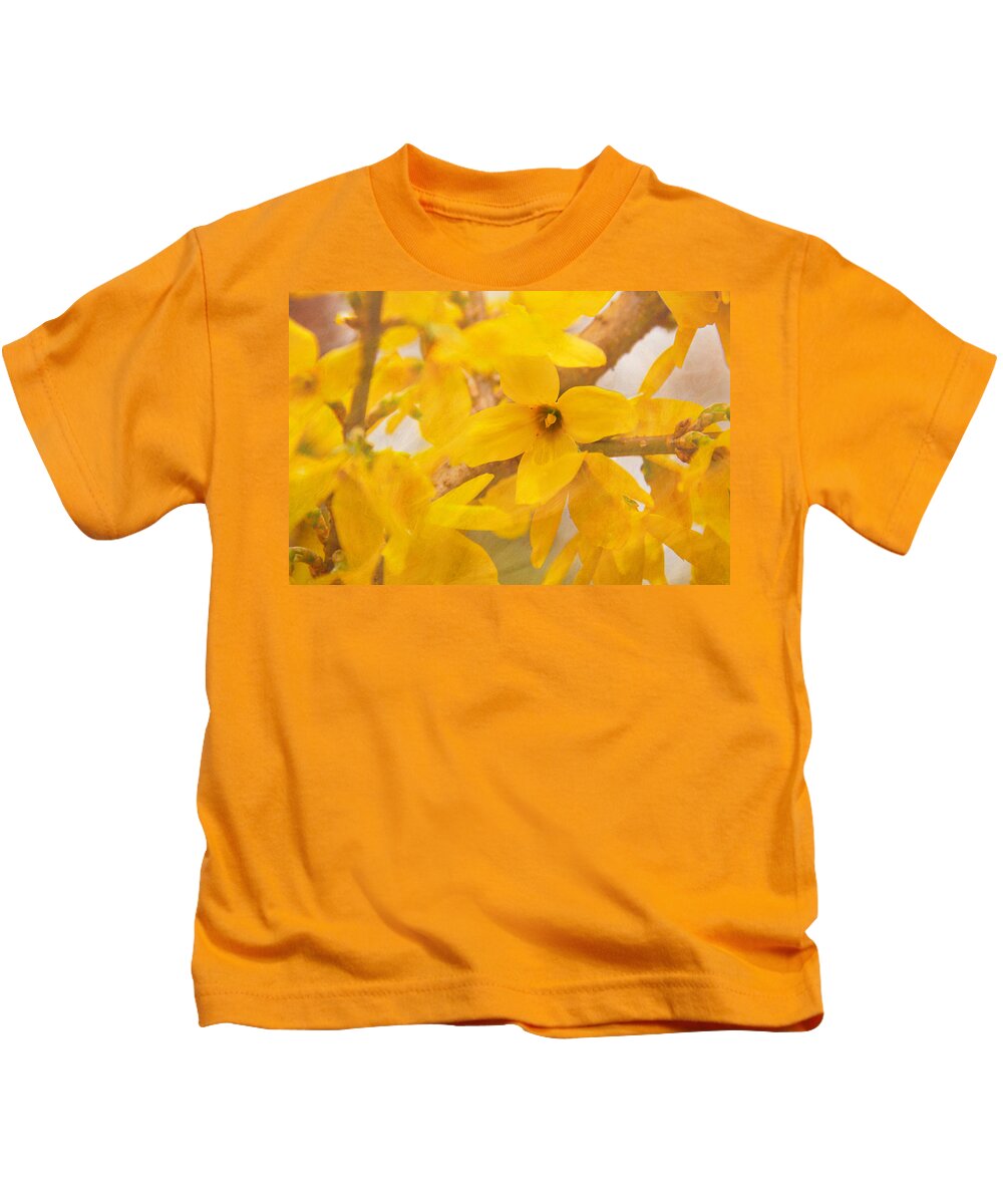 Blooming Kids T-Shirt featuring the photograph Impressionist Forsythia by Jemmy Archer