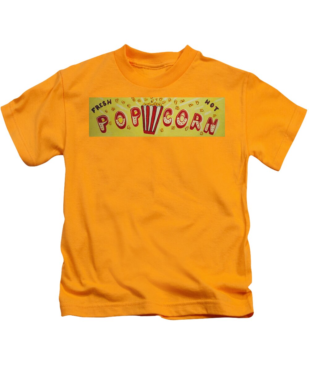 Pop Corn Kids T-Shirt featuring the painting Pop it Up by Patricia Arroyo
