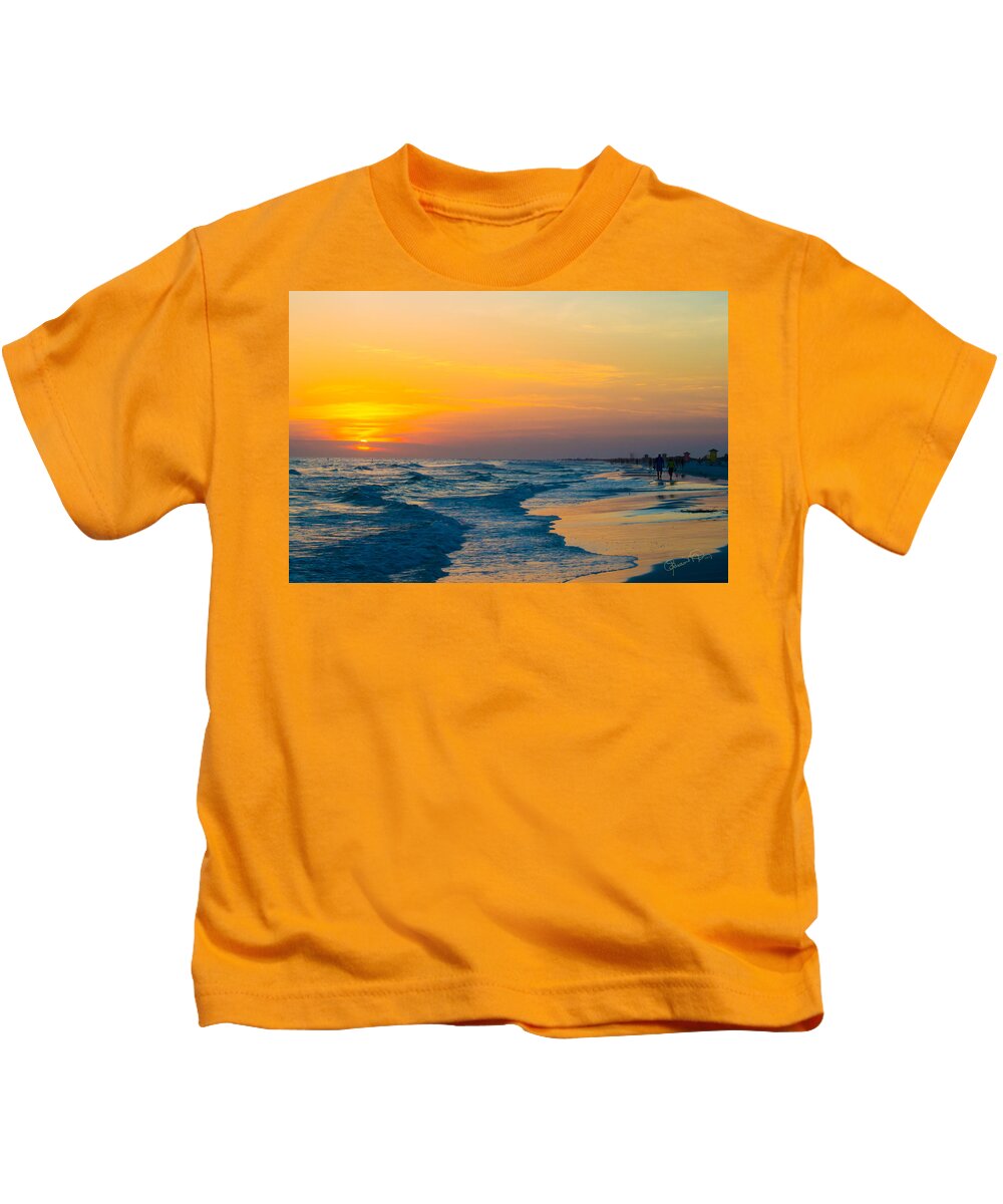 susan Molnar Kids T-Shirt featuring the photograph Siesta Key Sunset Walk by Susan Molnar
