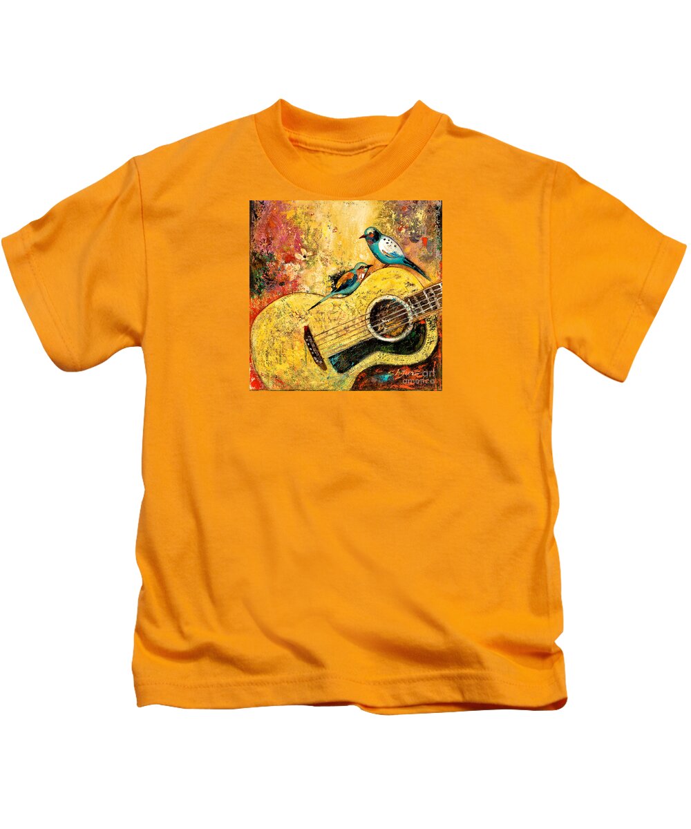 Shijun Art Shijun Munns Kids T-Shirt featuring the painting Springtime Joy by Shijun Munns