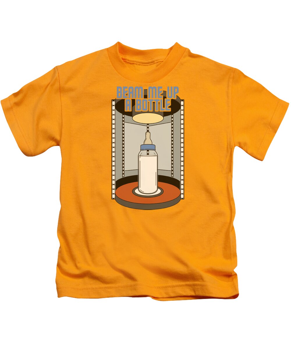 Star Trek Kids T-Shirt featuring the digital art Star Trek - Bottle Beam Up by Brand A