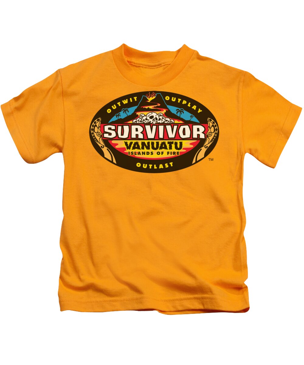 Survivor Kids T-Shirt featuring the digital art Survivor - Vanuatu by Brand A