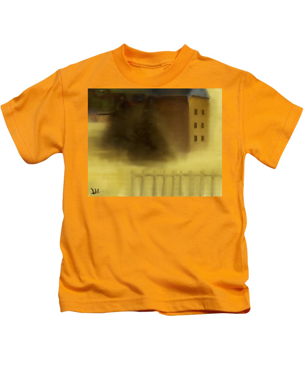  Fineartamerica.com Kids T-Shirt featuring the painting The House Beyond the Fence #C-2 by Diane Strain