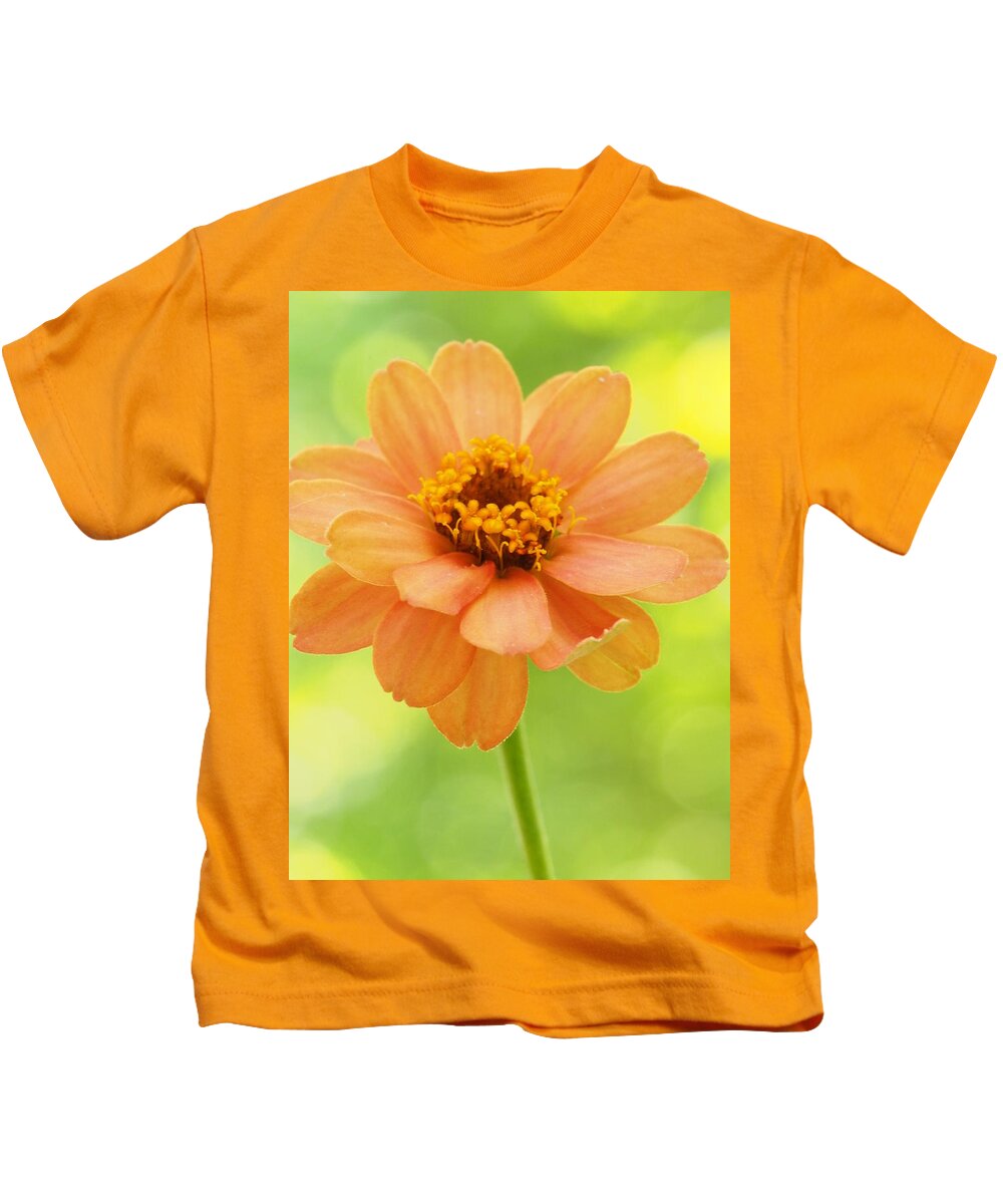 Flowers Kids T-Shirt featuring the photograph Zinnia On A Brilliant Spring Day by Dorothy Lee