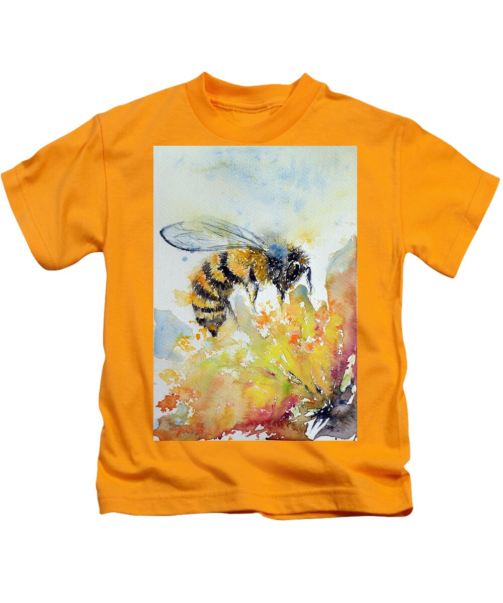 Bee Kids T-Shirt featuring the painting Bee #4 by Kovacs Anna Brigitta