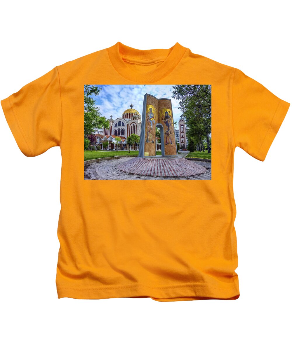 Architecture Kids T-Shirt featuring the photograph Church of Saints Cyril and Methodius in Thessaloniki, Greece #1 by Elenarts - Elena Duvernay photo