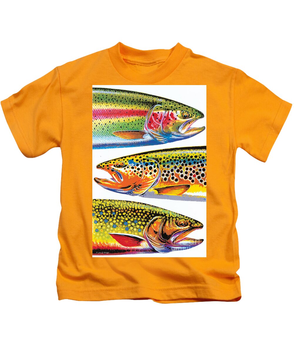 Jon Q Wright Kids T-Shirt featuring the painting Abstract Trout by JQ Licensing