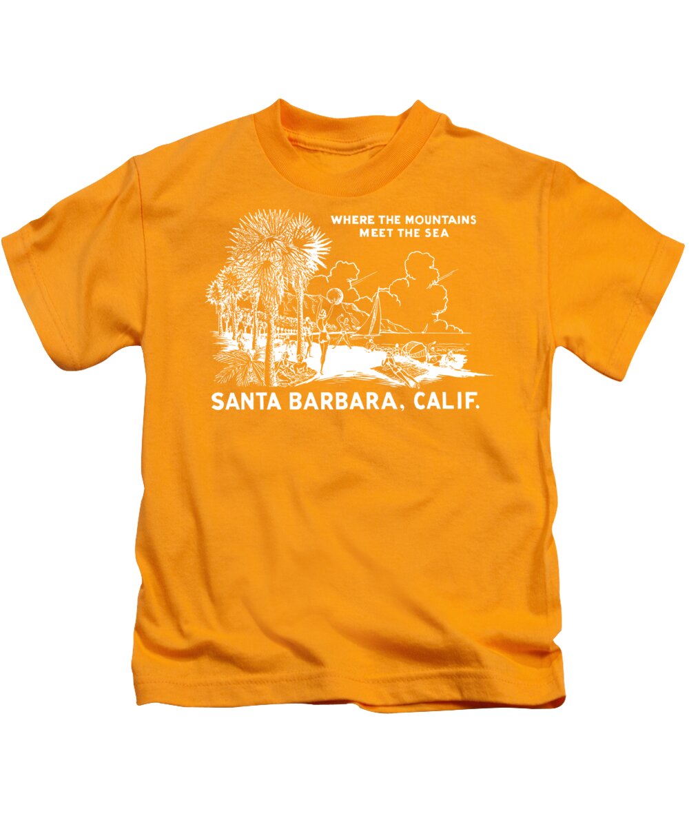 Historicimage Kids T-Shirt featuring the painting Vintage Santa Barbara by Historic Image