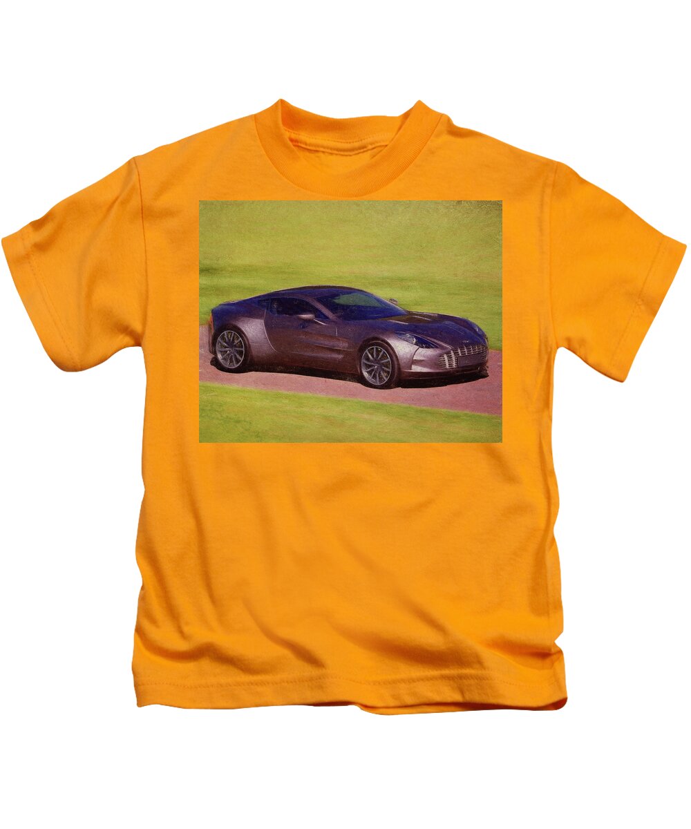 Aston Martin Kids T-Shirt featuring the digital art Aston Martin One-77 2 by Roy Pedersen