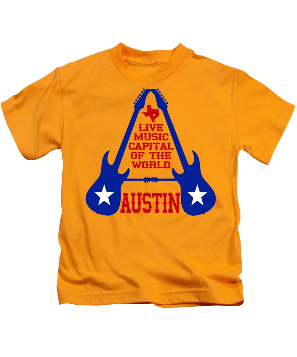 Austin Kids T-Shirt featuring the digital art Austin Live Music Capital of the World by David G Paul