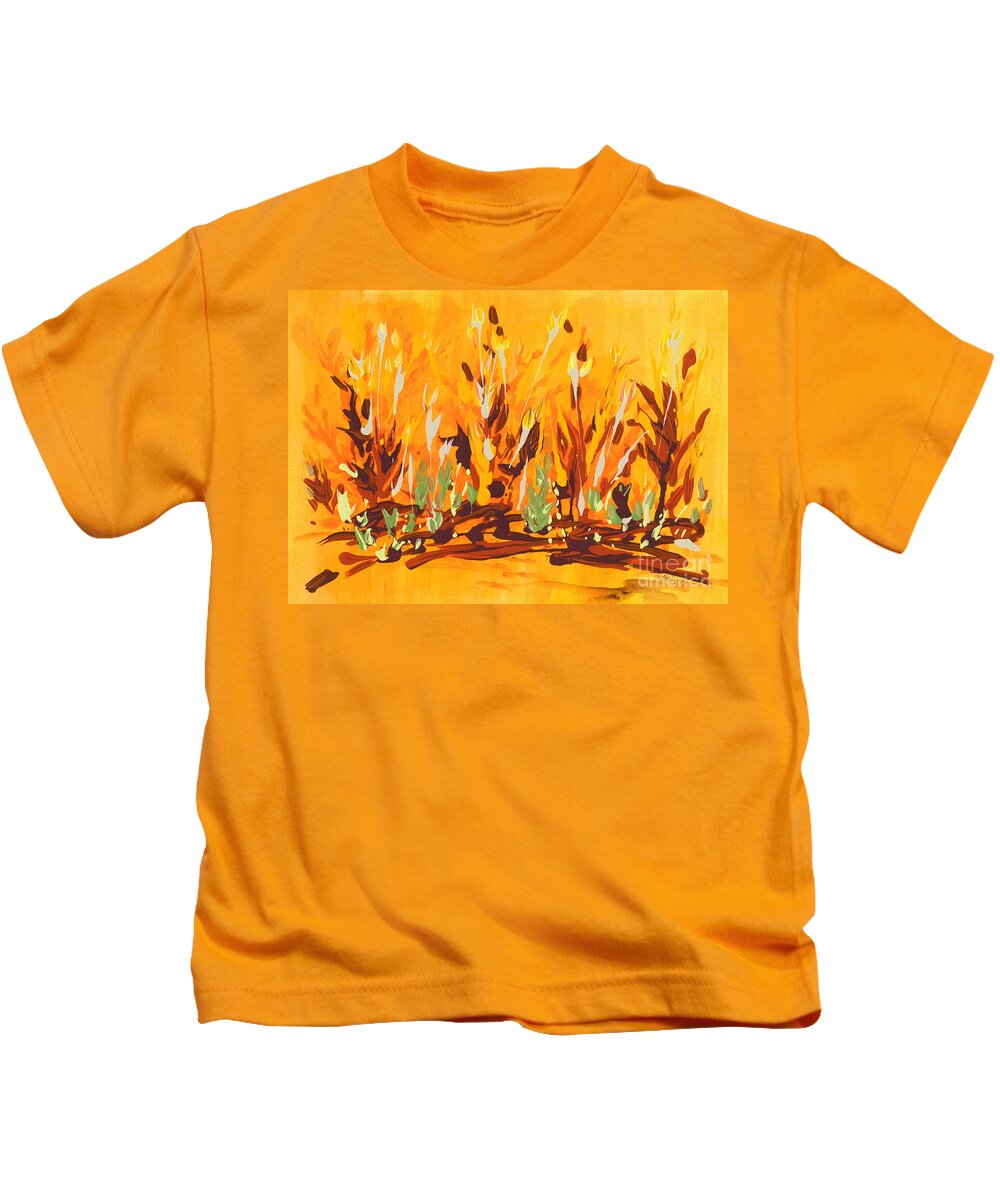 Orange Kids T-Shirt featuring the painting Autumn Garden by Holly Carmichael