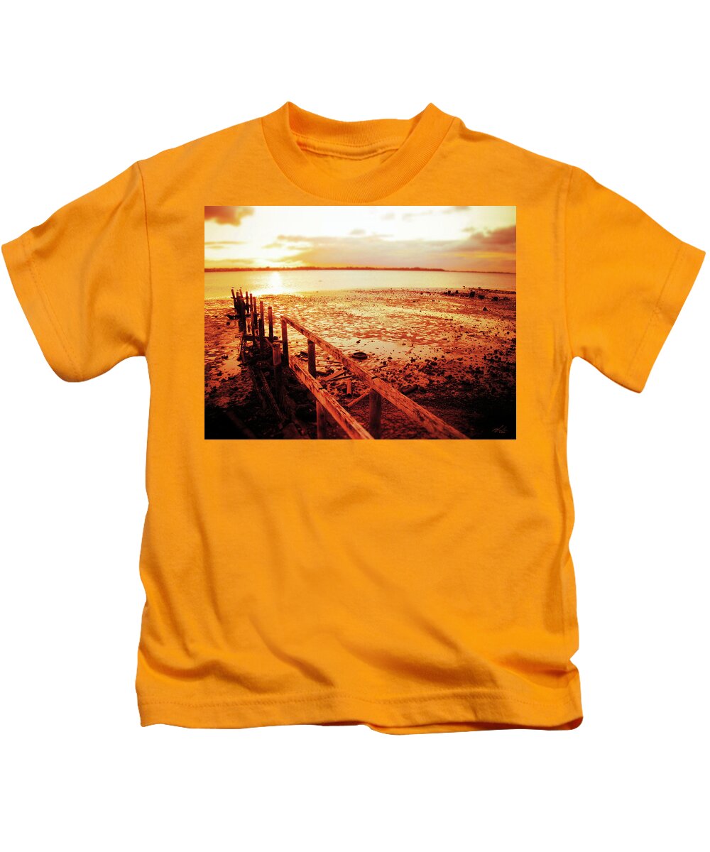 Landscape Kids T-Shirt featuring the photograph Beach Structure Haze by Michael Blaine