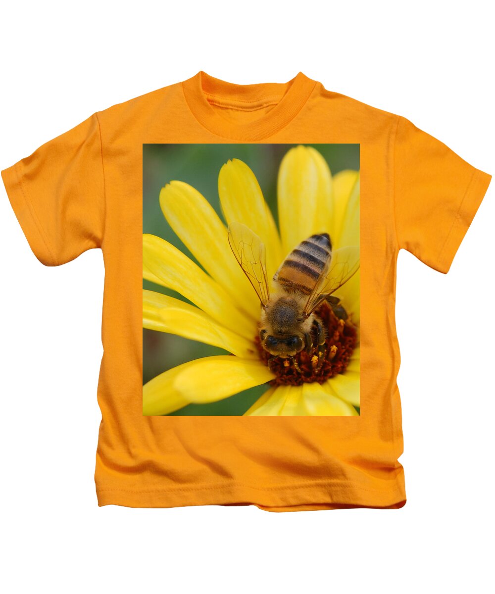 Bee Kids T-Shirt featuring the photograph Bee on flower by Amy Fose