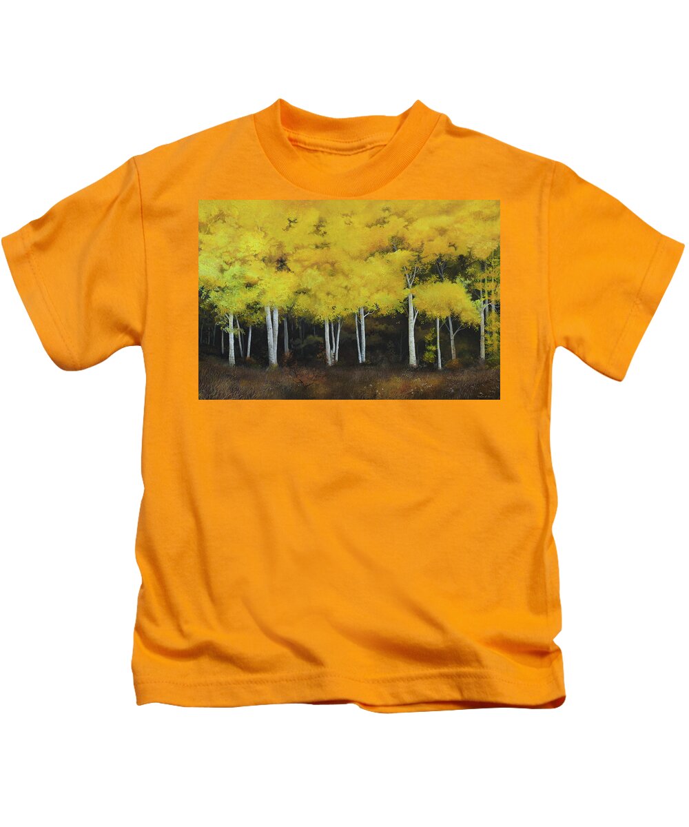 Birches Kids T-Shirt featuring the painting Birches by Charles Owens