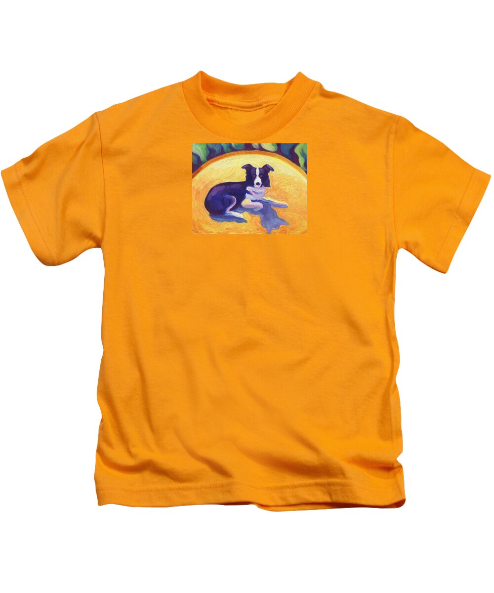 Ten Kids T-Shirt featuring the painting Border Collie by Linda Ruiz-Lozito