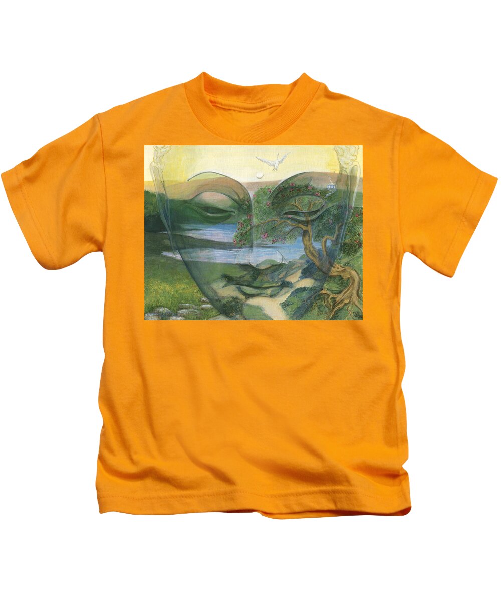 Children Kids T-Shirt featuring the painting Buddha by Nad Wolinska