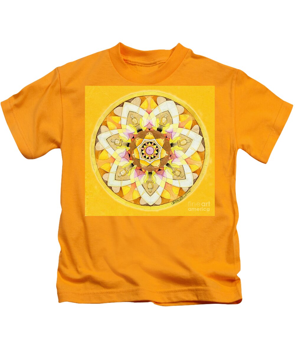 Mandala Kids T-Shirt featuring the painting Buddha Sun Mandala by Jo Thomas Blaine