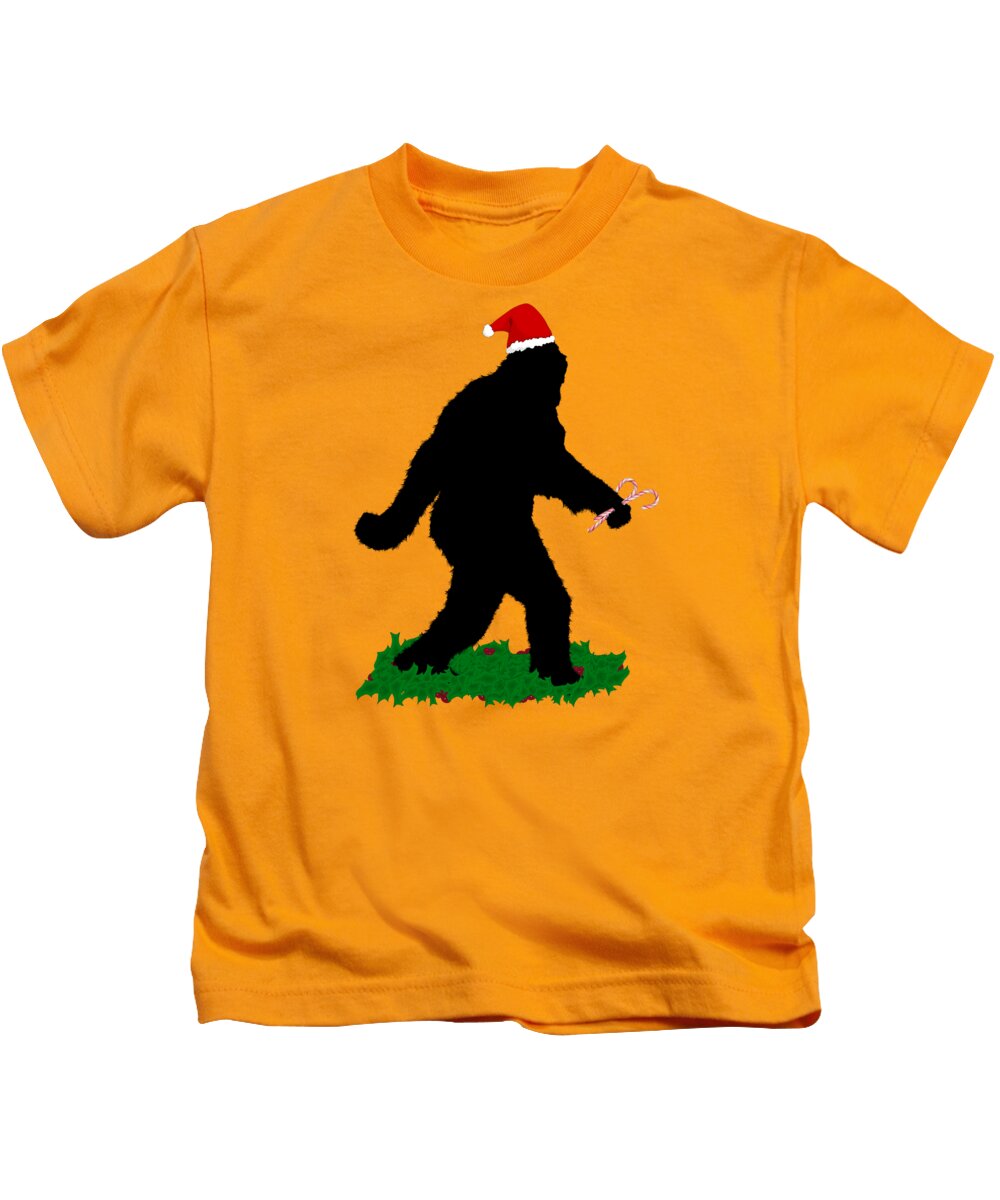 Merry Christmas Kids T-Shirt featuring the digital art Christmas Sasquatch by Gravityx9 Designs