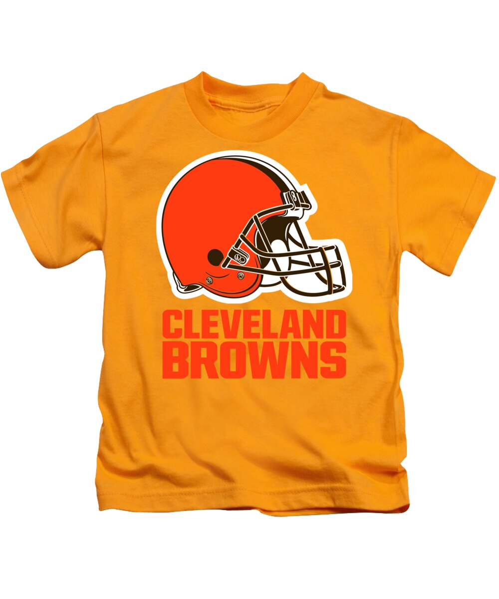 Cleveland Kids T-Shirt featuring the mixed media Cleveland Browns on an abraded steel texture by Movie Poster Prints